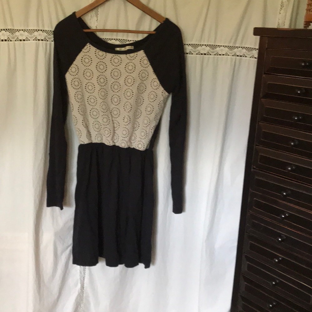 Black Dress with Cream Crochet Chest